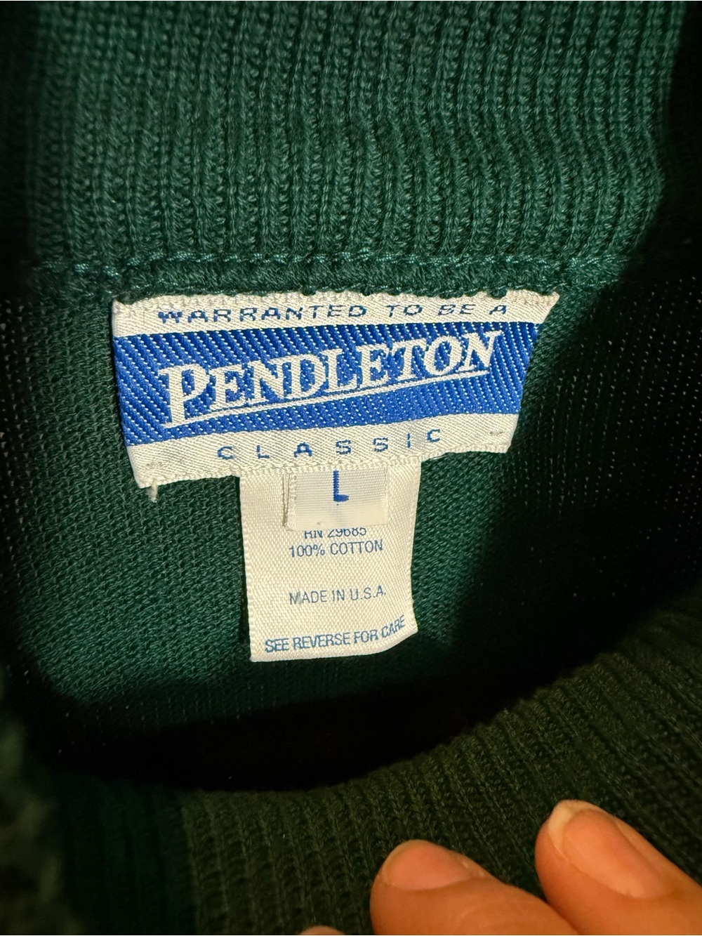 Vintage Pendleton Crewneck Sweater in Forest Green Ladies Size L - Picture 4 of 6